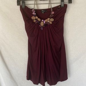 Sky Halter Beaded Top with adjustable silver chain